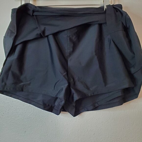 Women's Tankini Swimsuit XL Ellen Tracy Black Floral Swim Skirt Pocket - Picture 8 of 16